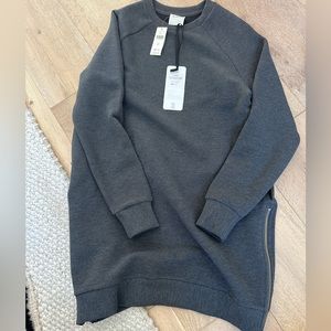 Varley long sleeve sweater dress with side zips and pockets